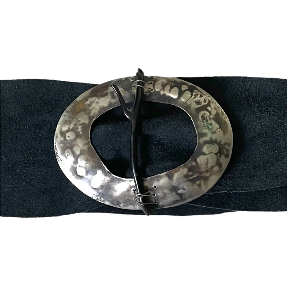 Handmade Black Suede Belt One Size